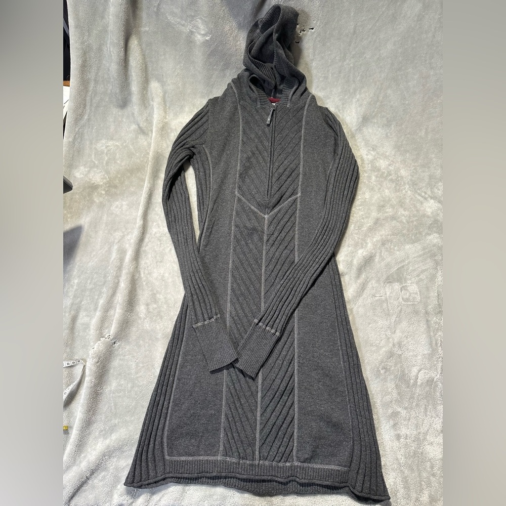 Athleta Charcoal Ribbed Half Zip Dress Sz M